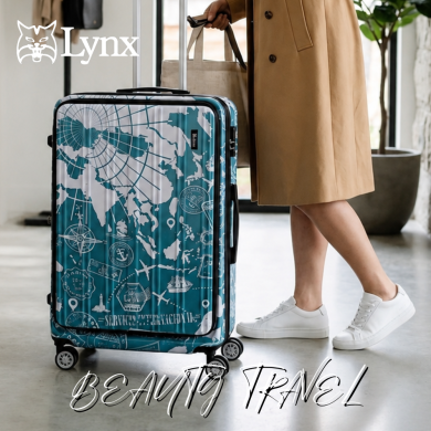 【美國山貓 Lynx】20吋雙開式地圖郵戳 旅行箱