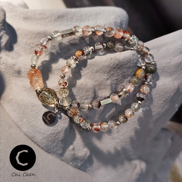 女款 五行木-芒萁 │生生不息 芒萁咬錢獸貔貅雙圈手鍊 紅兔毛 四季幽靈