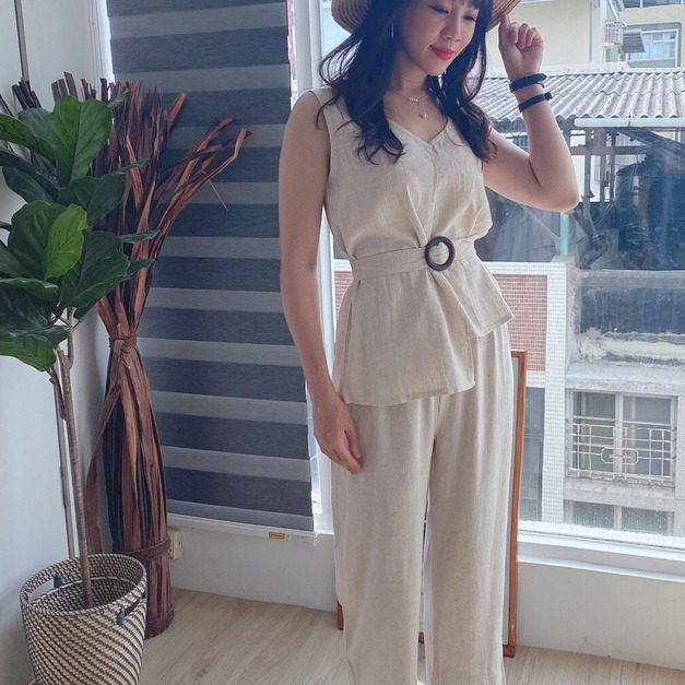 不對稱棉麻背心