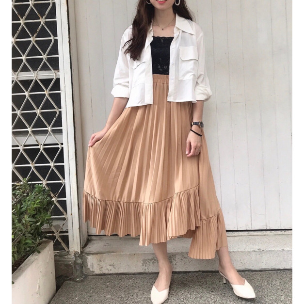 正韓不對稱百褶裙