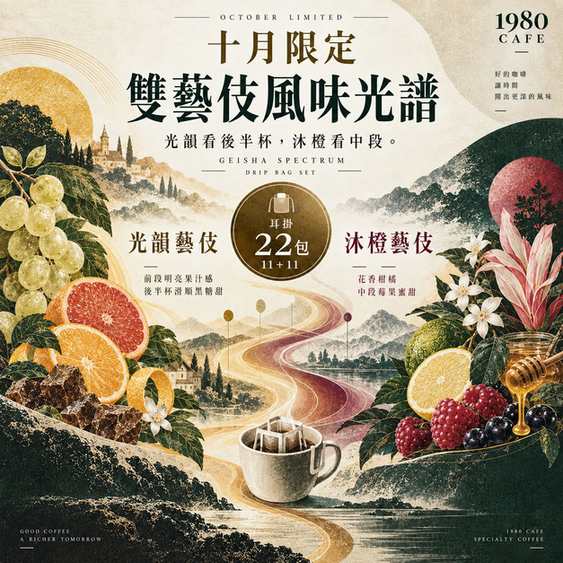 【10月限定｜雙藝伎風味光譜】光韻日曬藝伎 &times; 沐橙水洗藝伎｜耳掛22包
