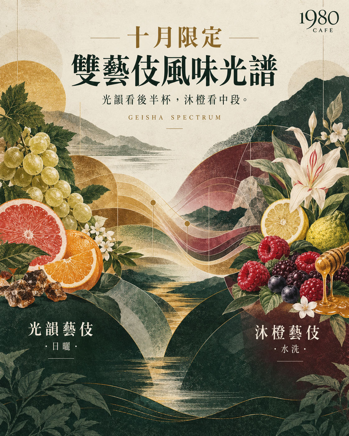 1980 CAFE 九月限定 雙藝伎風味光譜 光韻日曬藝伎 沐橙水洗藝伎