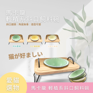 【 馬卡龍 輕植系斜口飼料碗】