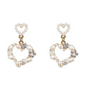東大門氣質彩鑽簍空愛心珍珠耳環_4