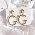 滿鑽字母G星星耳墜