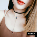韓國黑色性感雙層五角星鎖骨鍊_3