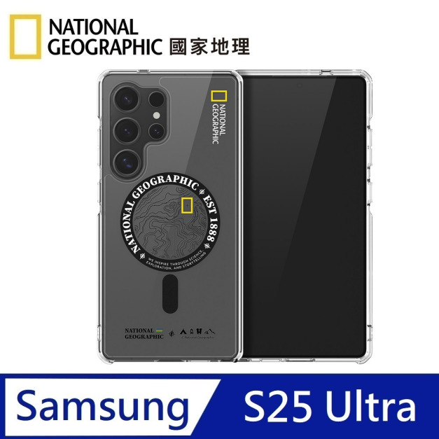 National Geographic 國家地理 Rugged 磁吸防摔保護殼 適用 Galaxy S25/S25+/S25 Ultra - 地形黑