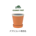 【POSH LIVING】Glossy Pot 冰裂感花盆陶盆- 橙杏色