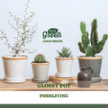 【POSH LIVING】Glossy Pot 冰裂感花盆陶盆- 淺灰色_2