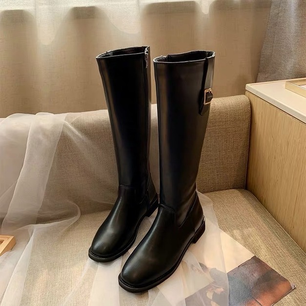 超顯瘦側釦長靴