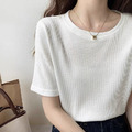韓國鬆餅格短T_2