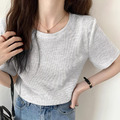 韓國鬆餅格短T