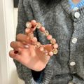 錦光粉戀｜天然粉鋰雲母・金箔錦鯉膠花手串_7