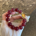 緋櫻流光｜草莓晶 &times; 膠花水晶能量手串_1