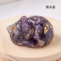 【夢境守護】天然水晶碎石滴膠小睡貓
