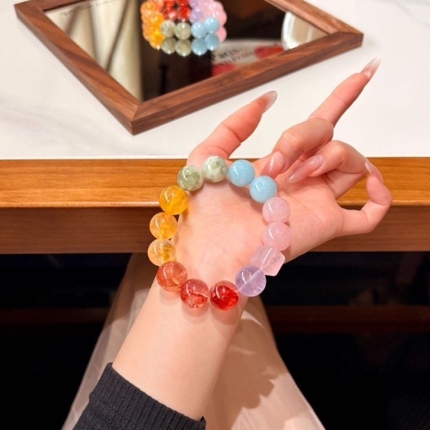 彩虹花語｜七彩能量水晶手串
