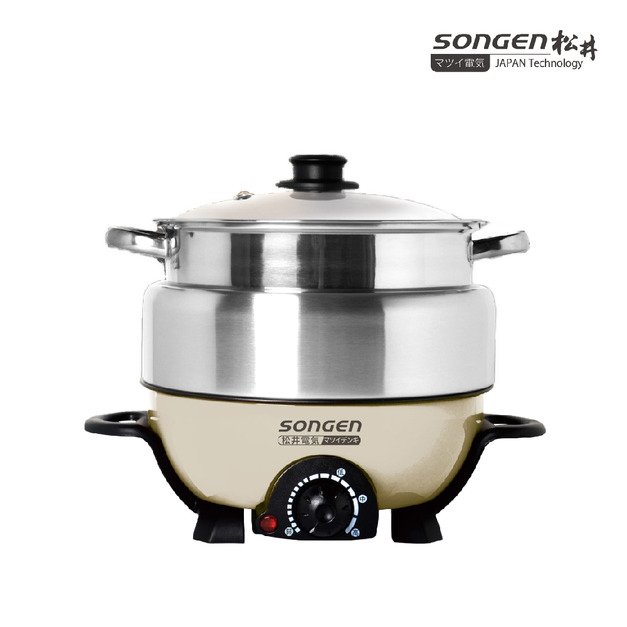 SONGEN松井 - 3L不鏽鋼蒸煮烤多功能料理電火鍋/煎烤鍋/電蒸鍋 SG-830P