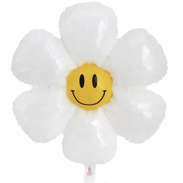 白色笑臉雛菊花朵氣球