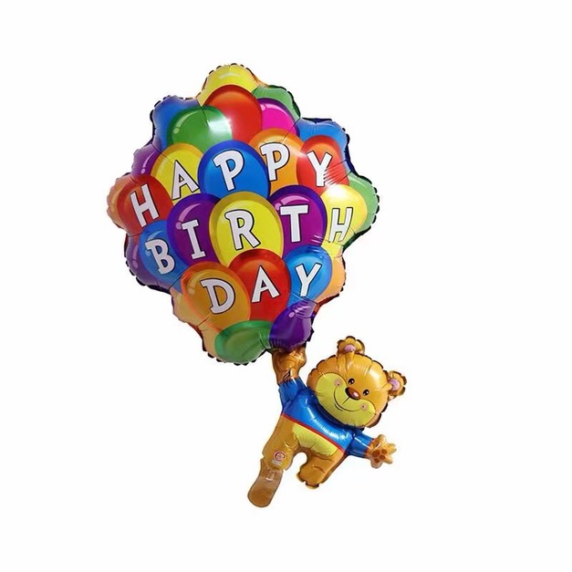 熱氣球小熊生日鋁箔氣球