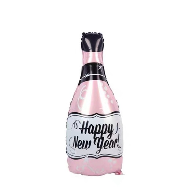 粉色新年香檳鋁箔氣球