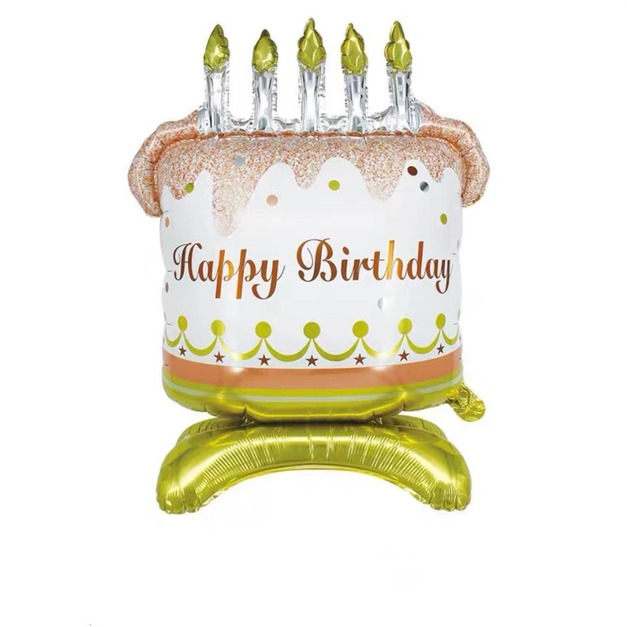 玫瑰金生日蛋糕站立鋁箔氣球