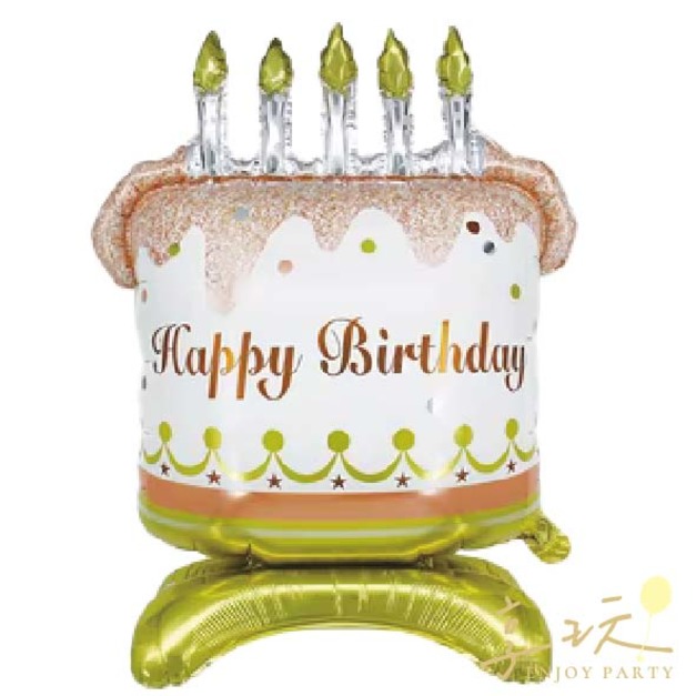 玫瑰金生日蠟燭蛋糕站立氣球