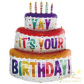 生日蠟燭三層大蛋糕氣球