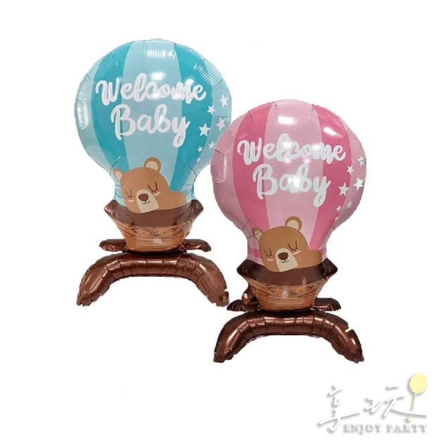 藍/粉色寶寶站立熱氣球