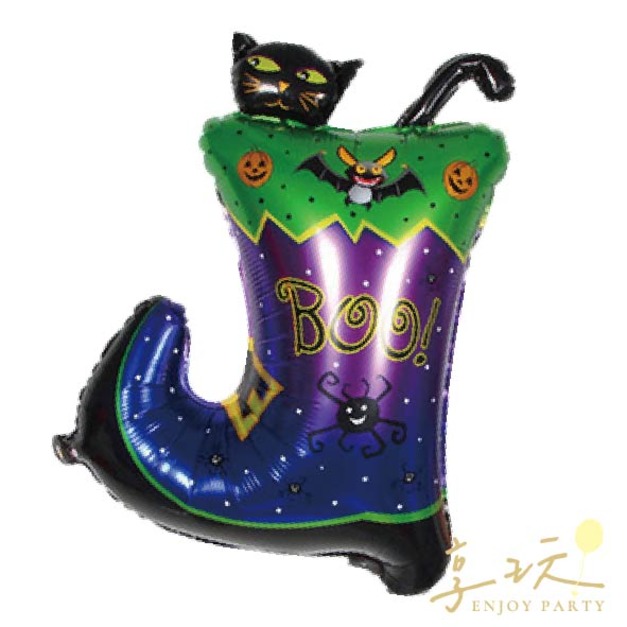 萬聖節氣球女巫的黑貓靴子