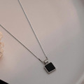 S925純銀黑色方牌項鍊 金/銀兩色可選_3