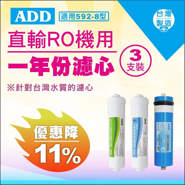 【雙11超狂特賣】592-8型專用1年份濾心 3支裝↘↘↘限時11%折扣↘↘↘