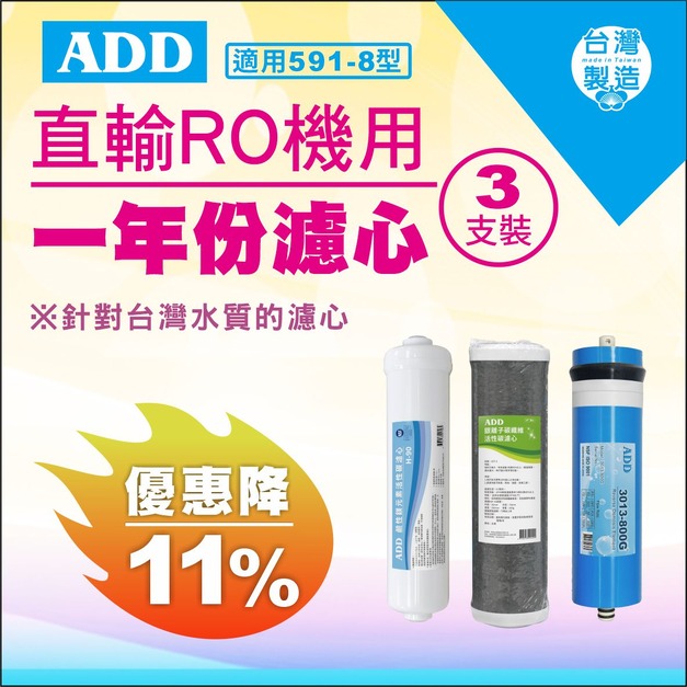 【雙11超狂特賣】591-8型專用1年份濾心 3支裝↘↘↘限時11%折扣↘↘↘