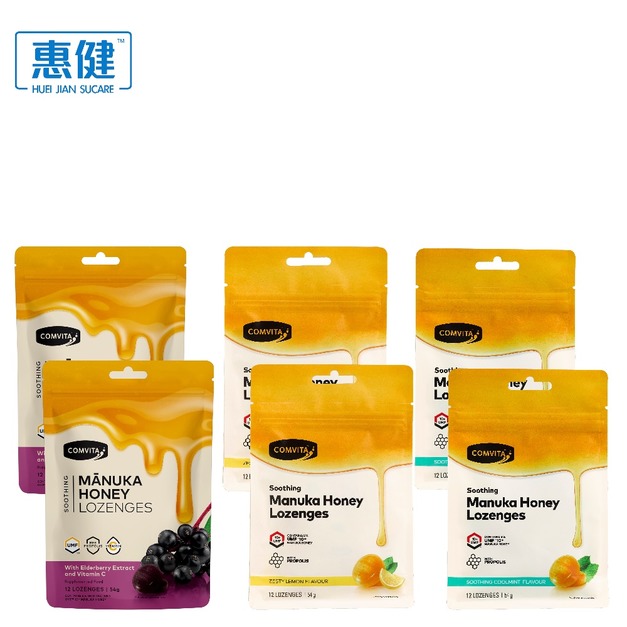 康維他麥蘆卡蜂蜜潤喉糖12粒裝綜合包（檸檬.接骨木莓.薄荷各2包）共6包