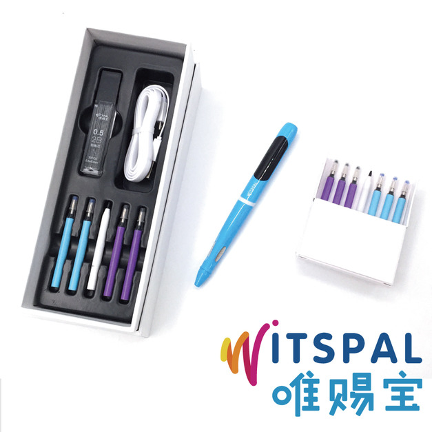 【WITSPAL】唯賜寶智能正姿筆(全方位語音版)-晴空藍+原廠筆芯組合