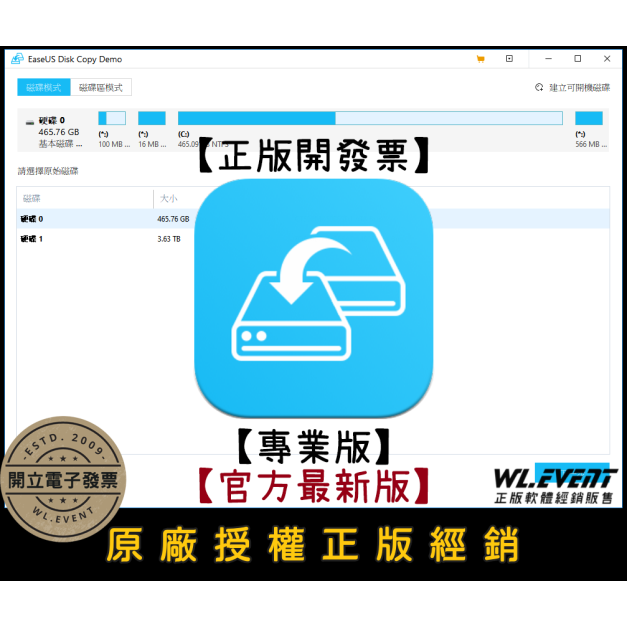 【正版軟體購買】EaseUS Disk Copy Pro (專業版) 官方最新版 - 電腦系統轉移軟體 - 硬碟資料克隆