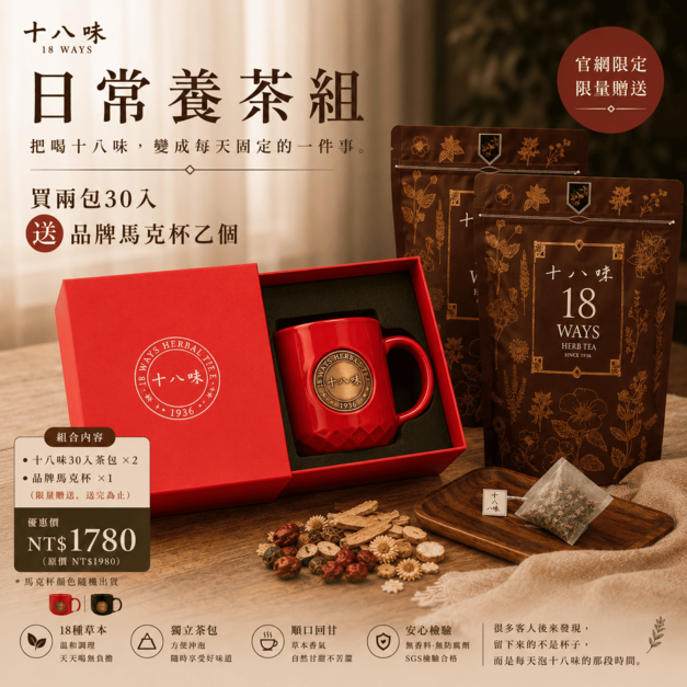 【官網專屬優惠！】買二送一也享免運！買兩包30入送精美馬克杯！