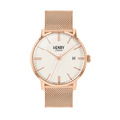 HENRY LONDON | 米白紋路面玫瑰金框玫瑰金米蘭帶腕錶 / HL40-M-0374