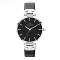 MOCKBERG | 白鋼殼黑面黑皮革腕錶(MO111)