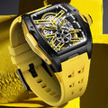 布加迪 | 馳風競速系列 黃色 黑框 鏤空酒桶造型 氟橡膠錶帶 自動上鍊機械腕錶 46mm (BG5502-A3)_1