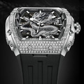 布加迪 | 偉大傳奇系列 龍年晶鑽銀框款 鏤空酒桶造型 氟橡膠錶帶 自動上鍊機械腕錶 48mm (BG5605-A1)_2