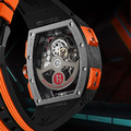布加迪 | 馳風競速系列 黑色 黑框 鏤空酒桶造型 氟橡膠錶帶 自動上鍊機械腕錶 42mm (BG9950-A3)_3