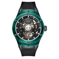 布加迪 | 馳風競速系列 黑色 綠框 鏤空酒桶造型 氟橡膠錶帶 自動上鍊機械腕錶 45mm (BG5806-A3)