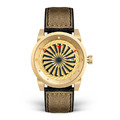 ZINVO | 賽車儀表設計款 黑色 黑框 皮革錶帶 44mm (BLADE GOLD)