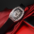 布加迪 | 偉大傳奇系列 鳳凰晶鑽銀框款 鏤空酒桶造型 氟橡膠錶帶 自動上鍊機械腕錶 35mm (BG9910-A2)_4