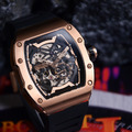 布加迪 | 幻影時速系列 黑色 玫金框 鏤空酒桶造型 氟橡膠錶帶 自動上鍊機械腕錶 40mm (BG9901-A6)_3