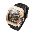 布加迪 | 幻影時速系列 黑色 玫金框 鏤空酒桶造型 氟橡膠錶帶 自動上鍊機械腕錶 40mm (BG9901-A6)_2