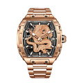 布加迪 | 偉大傳奇系列 龍年玫金框款 鏤空酒桶造型 不鏽鋼錶帶 自動上鍊機械腕錶 48mm (BG5606-A4)