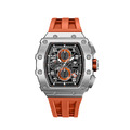 機械公爵 | 元素系列 日曆版 銀框 橘色矽膠錶帶 石英錶 (TB8204Q-11/TB8204Q-32)