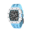 機械公爵 | 元素系列 日曆版 白色生化陶瓷框 天藍色矽膠錶帶 石英錶 (TB8204B-02)_1