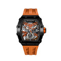 機械公爵 | 元素系列 自動上鍊 黑框 橘色矽膠錶帶 機械錶 (TB8208A-01)